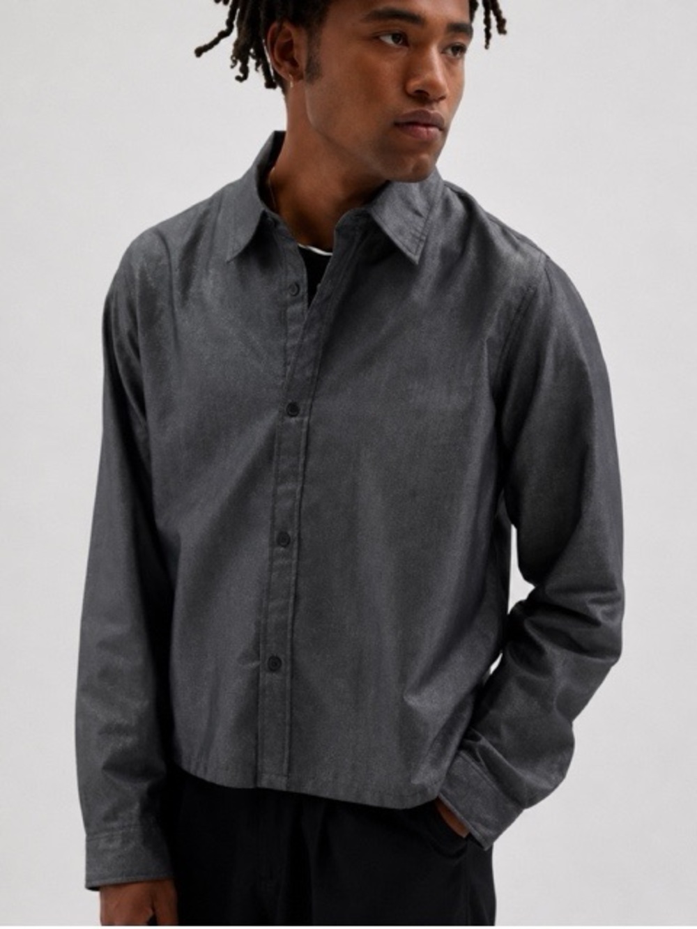 Urban Outfitters Shiny Long Sleeve Button‎ Down Dress Shirt